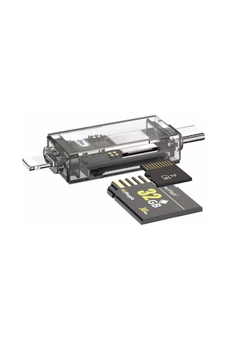 Go Des GD-DK007 Type-C ve Lightning Çıkışlı SD-Micro SD Hafıza Kart Okuyucu