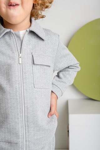 Erkek Çocuk Fermuarlı Örme Ceket - Gri Gri