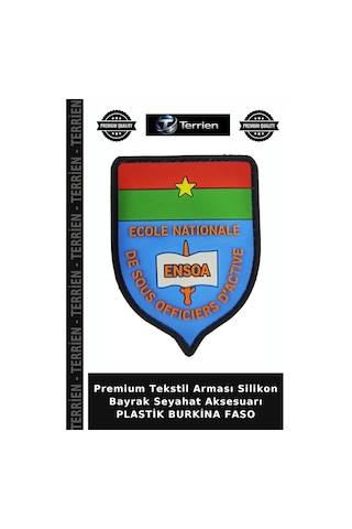 Terrien Premium Tekstil Arması Silikon Bayrak Seyahat Aksesuarı Plastik Burkina Faso Çok Renkli