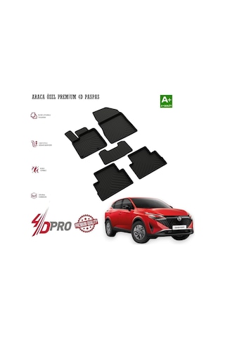 Nissan Qashqai 2021 2022 2023 2024 2025 2026 2027 Dizel & Benzin 4-d Havuzlu Kauçuk Paspas Siyah