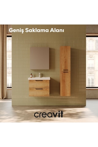 Creavit D20 65 Cm İki Çekmeceli Lavabo Dolabı Everest Melamin Kapak Ahşap