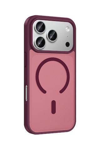 Maks Technology Apple Uyumlu iPhone 18 Pro Kılıf M-safe Şarj Özellikli Mkst Babet Kapak - Bordo