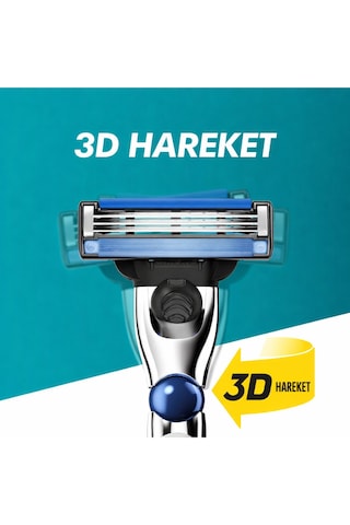 Gillette Mach3 Turbo 3d Tıraş Makinesi, 1 Sap + 1 Yedek Bıçak, 3 Bıçaklı