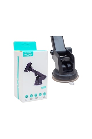 Araç Telefon Tutucu Ayarlanabilir, Hareketli Manyetik Telefon Tutacağı, Cam Ve Torpido İçin Yüksek Kalite Araç Tutucu Vantuzlu, Siyah