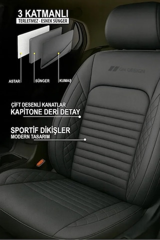 Mercedes-benz /8 W114 280 E 114.062 185 Hp 1973 Uyumlu İstanbul Serisi Deri Siyah Oto Kılıfı Tam Set