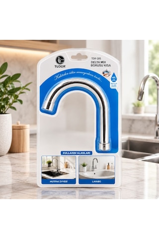Kısa Evye-lavabo Batarya Borusu Krom, Süzgeçli Uç