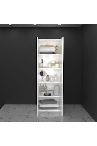 Çok Amaçlı Banyo Dolabı 5 Raflı Dolap 2 Kapaklı Düzenleyici Dolap Tlpd01S Beyaz