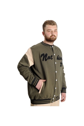 Mode Xl Büyük Beden Erkek Kolej Mont Nothing 23630 Haki Haki