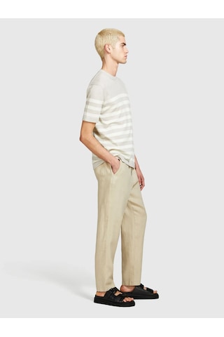 %100 Keten Beli Büzgülü İpli Slim Fit Pantolon Erkek Bej Pantolon - 325p4aghsf043 Bej