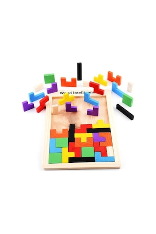 Montessori Ahşap Tetris & Blok Puzzle Zeka Oyuncağı Seti