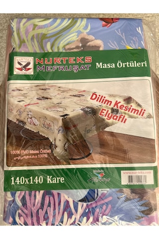 140x140 Cm Kare Masa Örtüsü Dilim Kesimli Elyaflı Masa Örtüsü Renkli