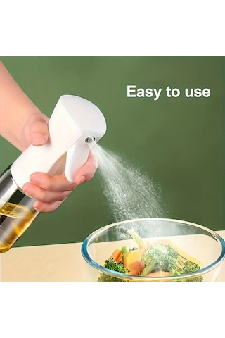 Eastmeetwest - 1 Adet Plastik Sprey Şişesi, Çift Yağ Dağıtıcı, Zeytinyağı Saklama & Baharat Püskürtücü, Barbekü/açık Hava Pişirme İçin, Gıda Güvenliği Pet Malzeme Beyaz