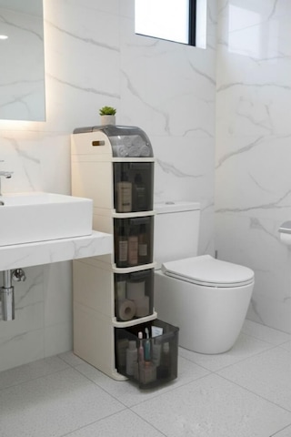Piev Slim 5 Katlı Çekmeceli Tekerlekli Mutfak Ve Banyo Dolabı Beyaz