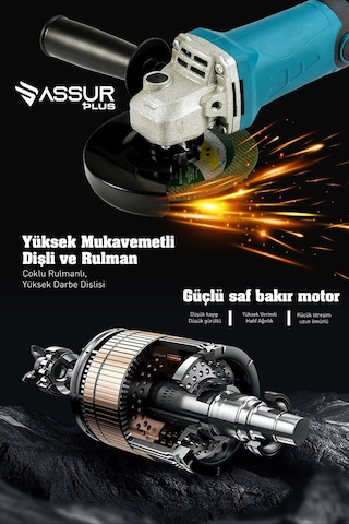 Assur ASR301 125 MM 1200W Avuç Taşlama Mavi