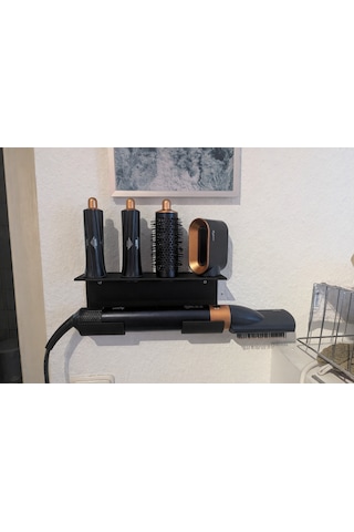 Airwrap Uyumlu Duvar Tipi Stand Saç Şekillendirici Ve Başlık Düzenleyici Raf siyah