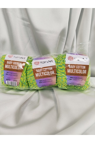 Baby Cotton Multicolor El Örgü İpi 3 Adet - 5213
