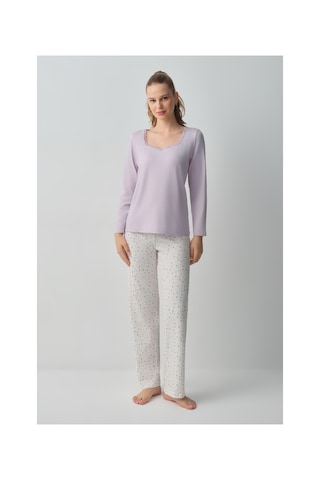 Suwen Amara Pamuklu Pijama Takımı Wsh10510050338 Ekru