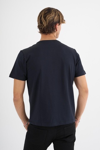 Erkek Lacivert %100 Pamuklu Standart Kalıp Likralı Basic T-shirt Siyah