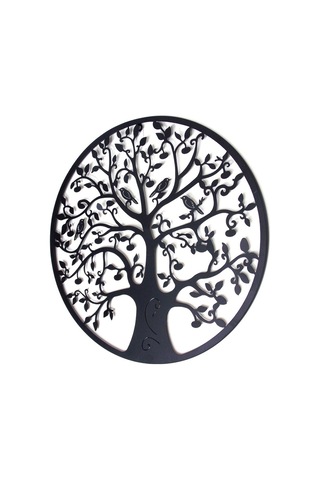 Metal Hayat Ağacı Duvar Dekoru Siluet Sanatı Hediye İç Mekan Dış Mekan Bahçe Ev Dekorasyonu Siyah, 28x28cm