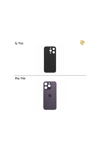 Apple Uyumlu iPhone 14 Pro Mor Renk Arka Kapak Arka Cam Batarya Kapağı Lazer Kesim Kapak Pil Kapağı