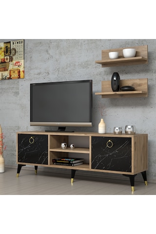 Ferniso Mobilya 138 cm Tv Ünitesi (Raflı) Çam-Mermer Desen