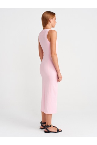 Dilvin 91099 Vücuda Oturan Midi Elbise-toz Pembe Toz Pembe