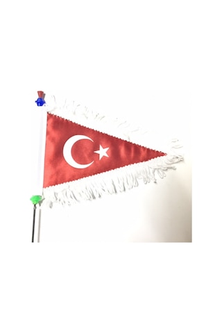 2 Adet Bisiklet Bayrak Direği Dantelli Türk Bayrağı İle Kırmızı