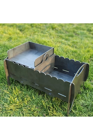 Portatif Çift Bölmeli Dayanıklı Ağır Ve Büyük Uzun Ömürlü Mangal Siyah