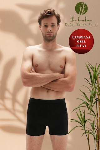 Weweus Siyah Erkek Süper İnce Doğal Bambu Lüks Boxer 1012 Siyah