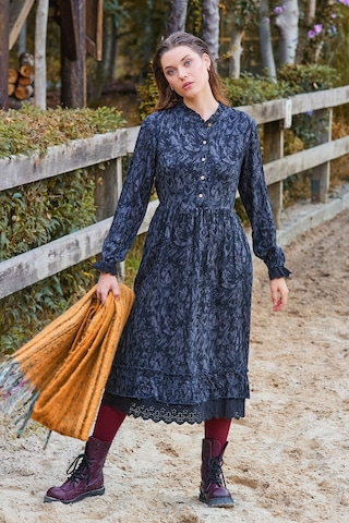 Düğme Detaylı Dantelli Uzun Kollu Elbise S