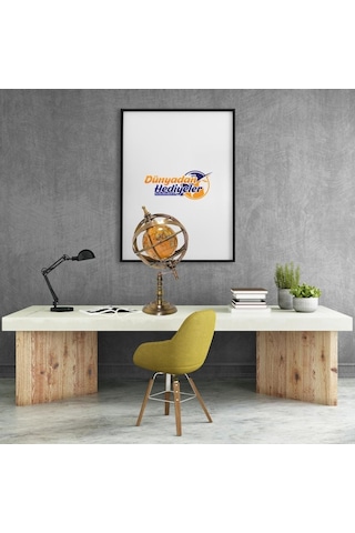 Ayaklı Dünya Küre Ev Ofis Masa Dekoru Döner Dünya Küre Modern Harita 15x32cm Kahverengi