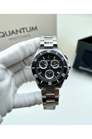Quantum Pwg1123 Erkek Orjinal Kol Saati Sport Çelik İçi Siyah Fonksiyonlu Takvimli + Hakiki Deri Kartlık Cüzdan Hediyeli Çok Renkli