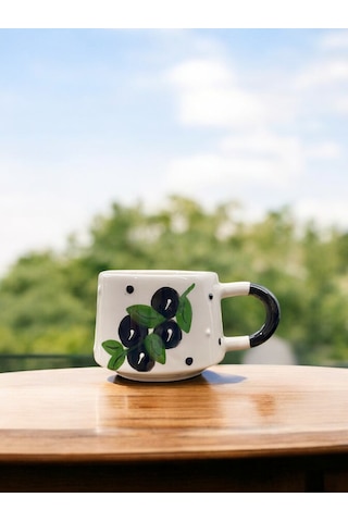 Seramik Kupa Bardak Zeytin Dalı Tasarım