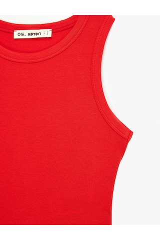 Koton Çıtçıt Düğme Detaylı Kolsuz Bisiklet Yaka Bodysuit Kırmızı 6sal30148ık