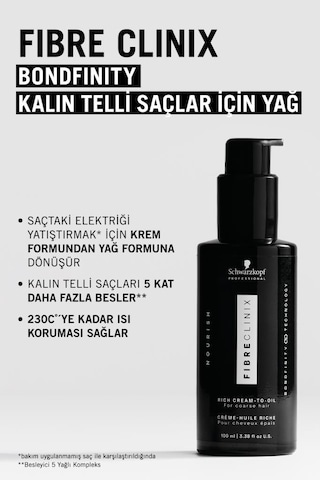 Fibre Clinix Kalın Telli Saçlar İçin Onarım Yağı 100ml Rich Cream-to-oil