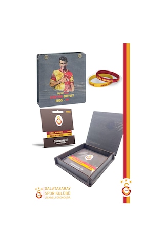 Galatasaray Orijinal Lisanslı Sarı Kırmızı 1905 2'li Yetişkin Bileklik Metin Oktay Baskılı Hediyelik Ahşap Kutulu Sarı - Kırmızı