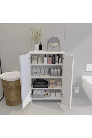 Banyo Düzenleyici Mutfak Rafı Banyo Dolabı Çok Amaçlı Dolap 5 Katlı Mutfak Düzenleyici Banyo Beyaz
