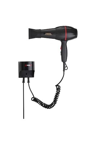 Powertec Tr-301 Otel Tipi Otomatik Kapanan Askı Aparatlı Duvara Monte Fön Makinesi Siyah