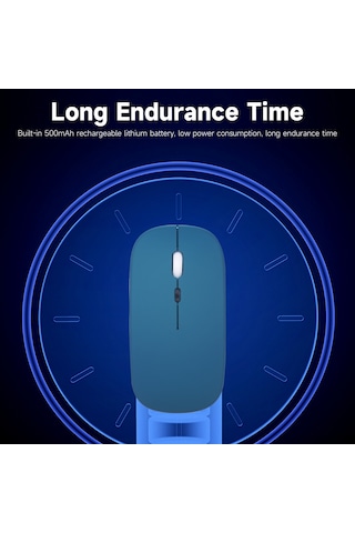 Geeksen 2.4g/bt5.1 Çift Modlu Kablosuz Sessiz Fare - 3 Dpı Ayarı, Şarj Edilebilir, Taşınabilir Açık Yeşil Optik