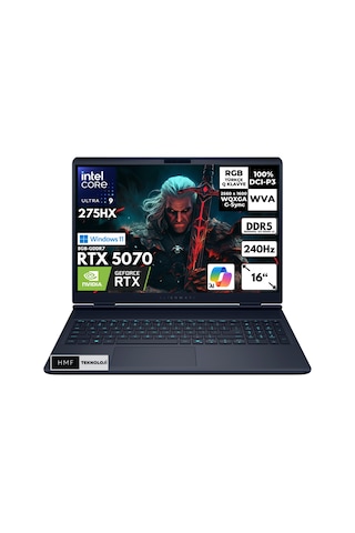 Dell Alienware 16X Aurora U9-275HX 48 GB DDR5 1 TB SSD RTX5070 8 GB GDDR7 16" 2K WQXGA W11H Dizüstü Bilgisayarı