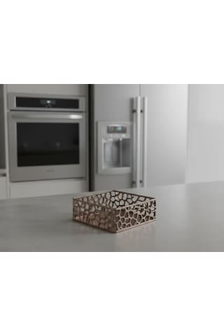Bezos 3d Baskı Organik Desenli Peçetelik Kokteyl Peçete Tutucu 12,5x12,5 Cm Delikli Peçete Standı - Bakır Nıda