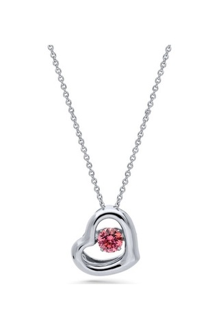 Pembe Taşlı Kalp Set