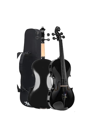 Midex Hga44bk-tys Full Siyah Set Keman 4/4 Yastık Reçine Çanta Yedek Tel Susturucu Yay