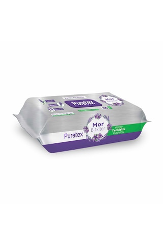 Puretex Yüzey Temizlik Havlusu Mor Bitkiler 100 Yaprak Beyaz