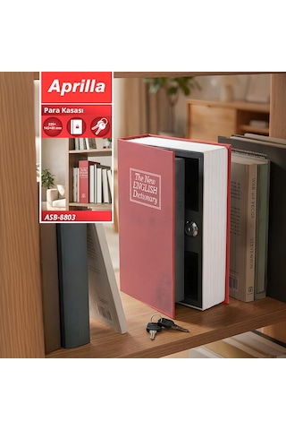 Aprilla Sb-8803 Kitap Görünümlü Para Kasası, Anahtarlı Gizli Saklama Kutusu Kırmızı