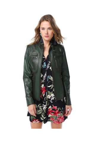 Dericlub Yb2043 Gerçek Deri Kadın Mont Yeşil Yeşil