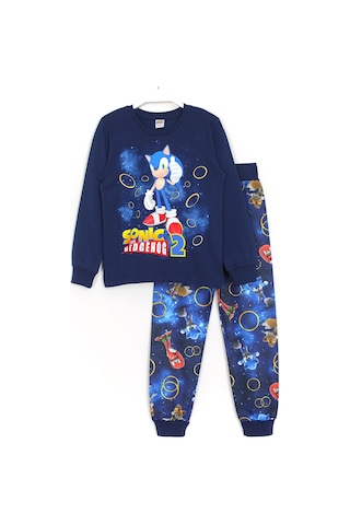 Kirpi Sonic Knuckles Tails 3D Baskılı Erkek Çocuk Pijama Takımı Lacivert