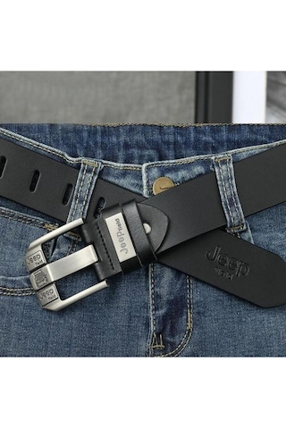 Kemer Deri Siyah Metal Tokalı Şık Italyan Kemer Siyah