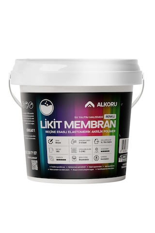 Alkoru 1 Kg Beyaz Likit Membran Renkli Reçine Esaslı