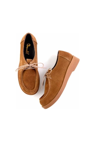Bambi Toprak Hakiki Deri Kadın Loafer Ayakkabı K01032162002 Toprak